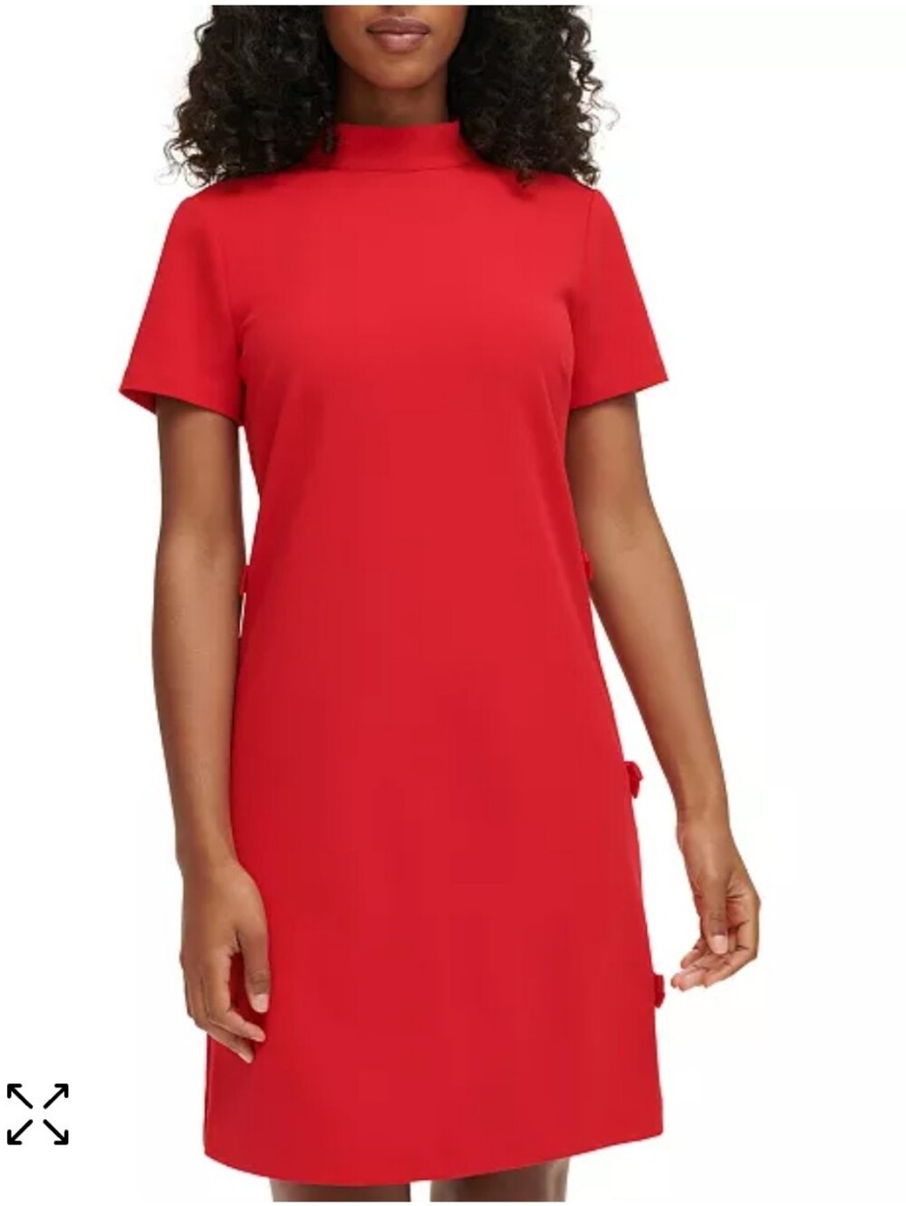 Karl Lagerfeld Paris Women's Mock Neck Bow Trimmed Red Shift Dress - Size 8 NWOT - Picture 7 of 8